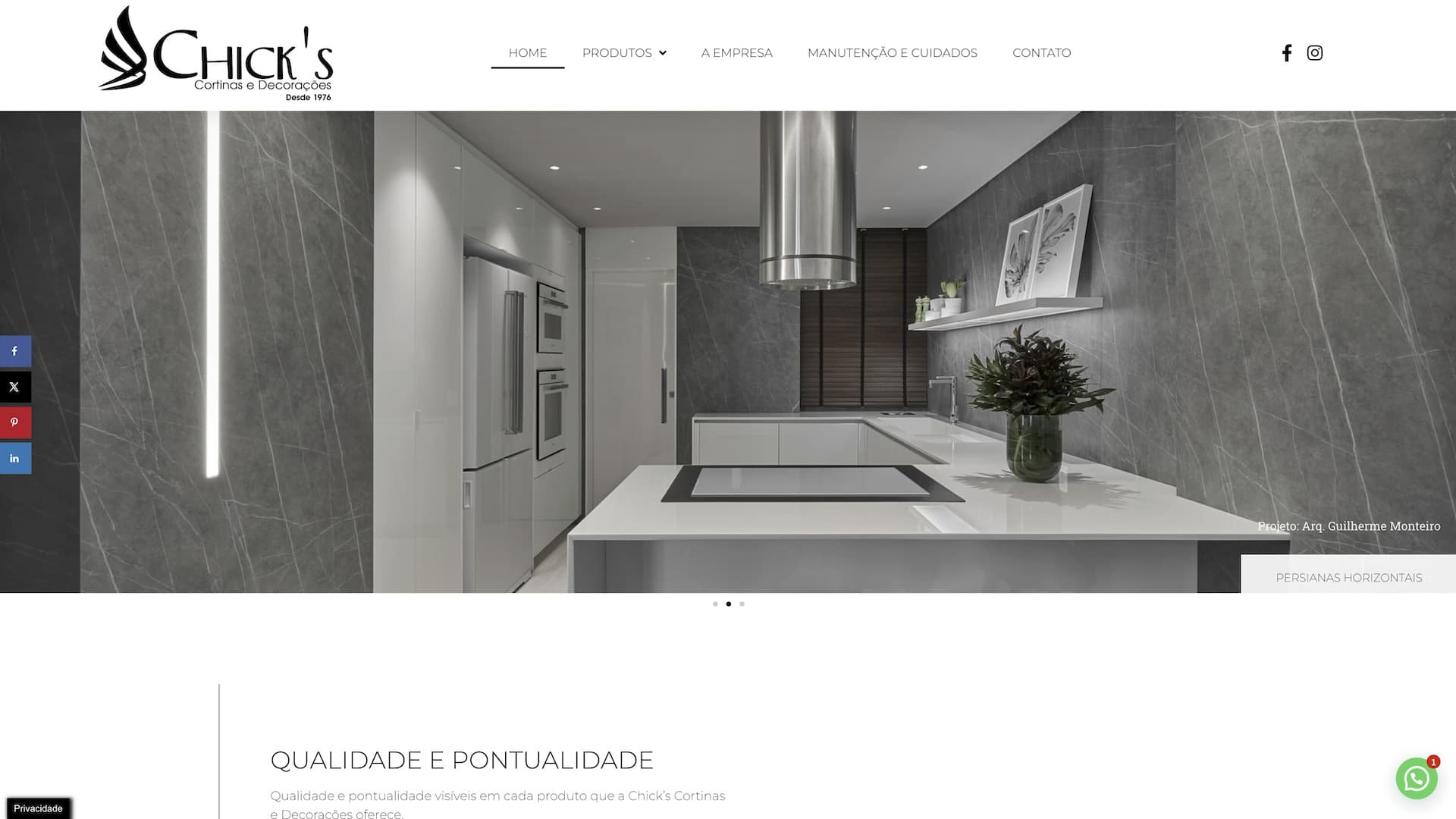 Site de Chick's Cortinas e Decorações