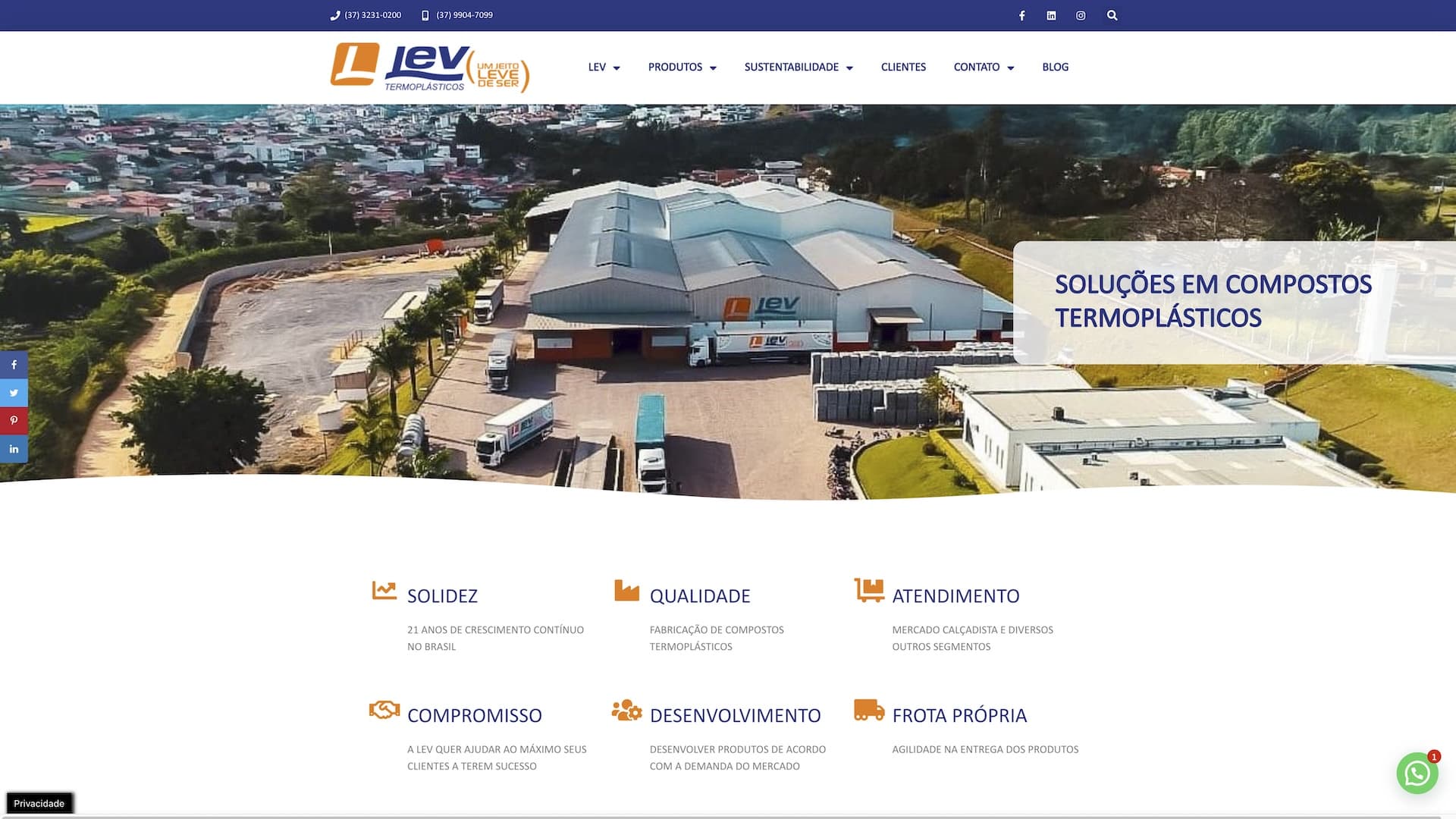 Site de Lev Termoplásticos